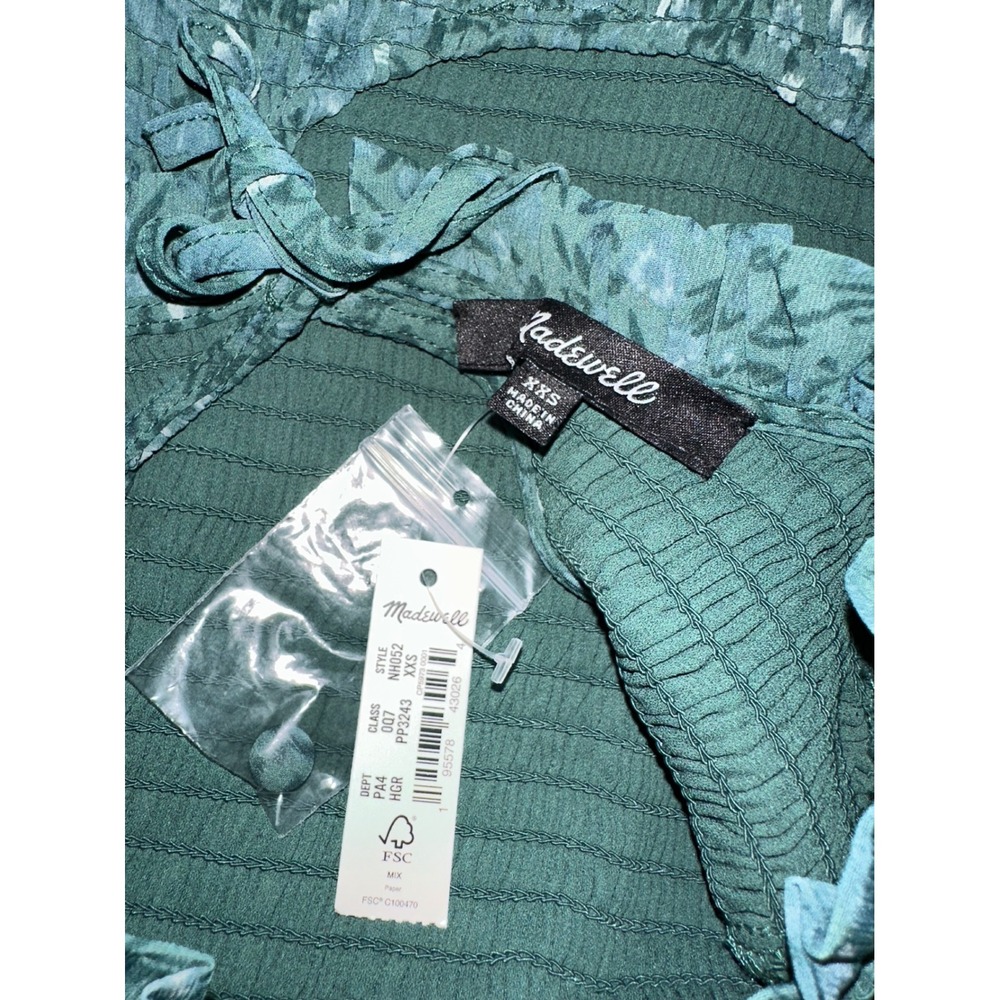 Madewell Lucie Woodland Flora Crinkle Georgette Tie Back Midi Dress Size XXS‎ - Picture 5 of 6